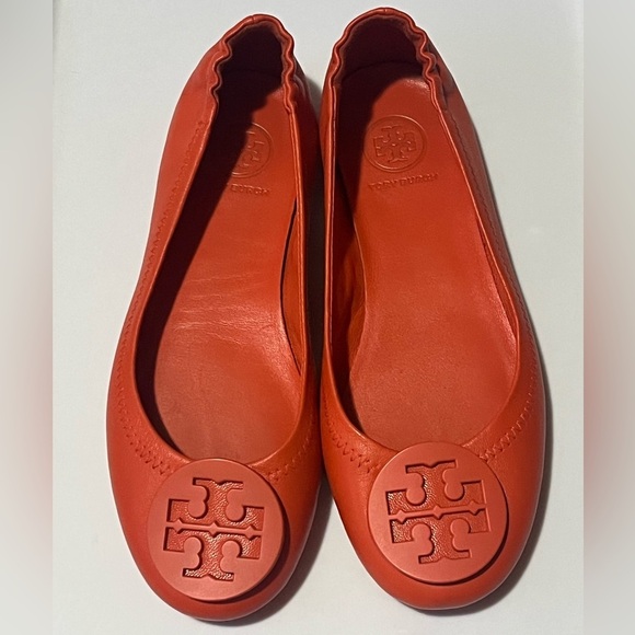 Tory Burch Women's Minnie Leather Travel Ballet Flats, Mango Sz 4.5M - Picture 4 of 12